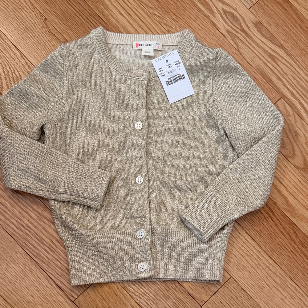BRAND NEW J.Crew Crewcuts Toddler Gold Shimmer Cardigan